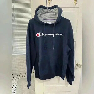 Champion navy blue hoodie with grey lining size medium‎